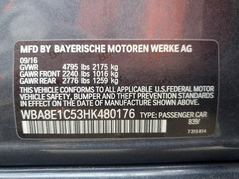 Aukcja sprzedaży 2017 Bmw 330e, vin: WBA8E1C53HK480176, numer aukcji: 56116106