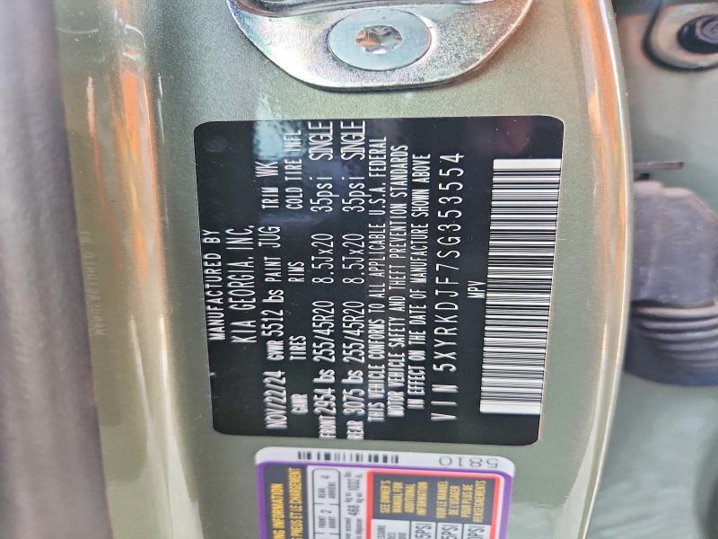57578236 :رقم المزاد ، 5XYRKDJF7SG353554 vin ، 2025 Kia Sorento مزاد بيع