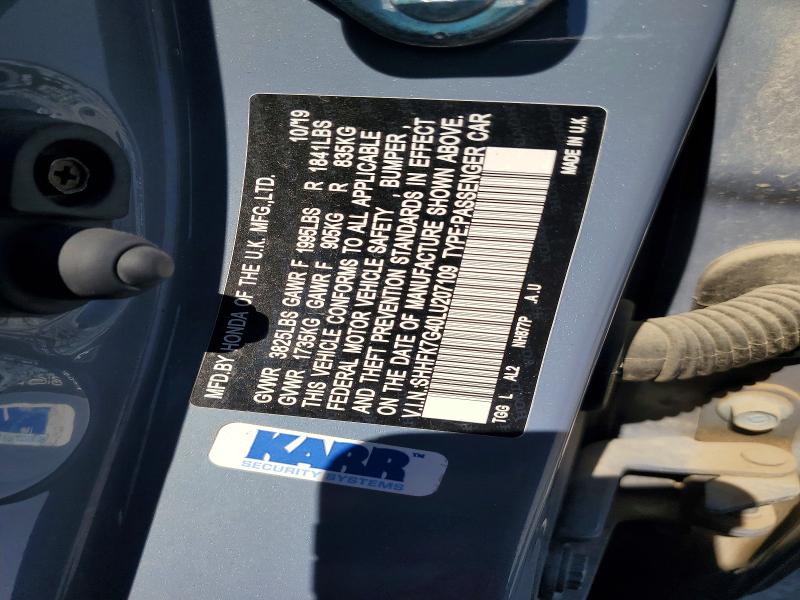 Продажа на аукционе авто 2020 Honda Civic, vin: SHHFK7G40LU207109, номер лота: 55976006