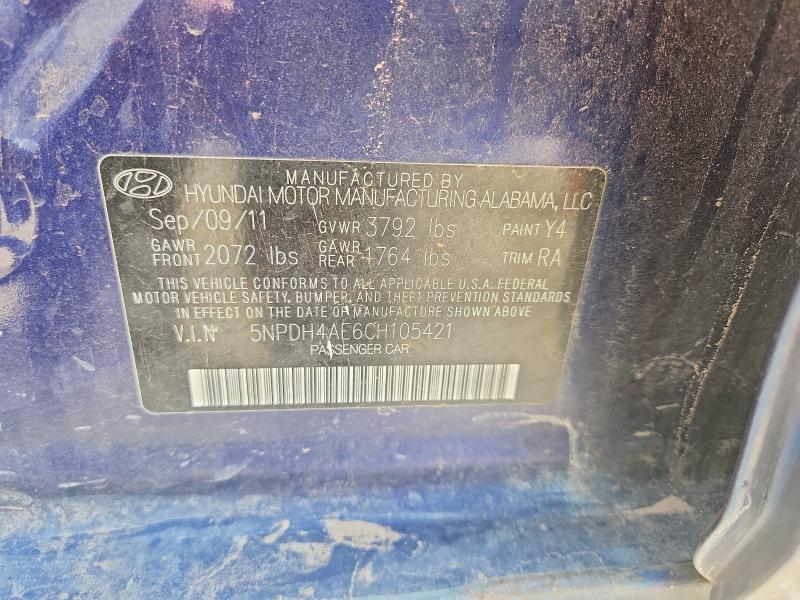 Aukcja sprzedaży 2012 Hyundai Elantra, vin: 5NPDH4AE6CH105421, numer aukcji: 58398236