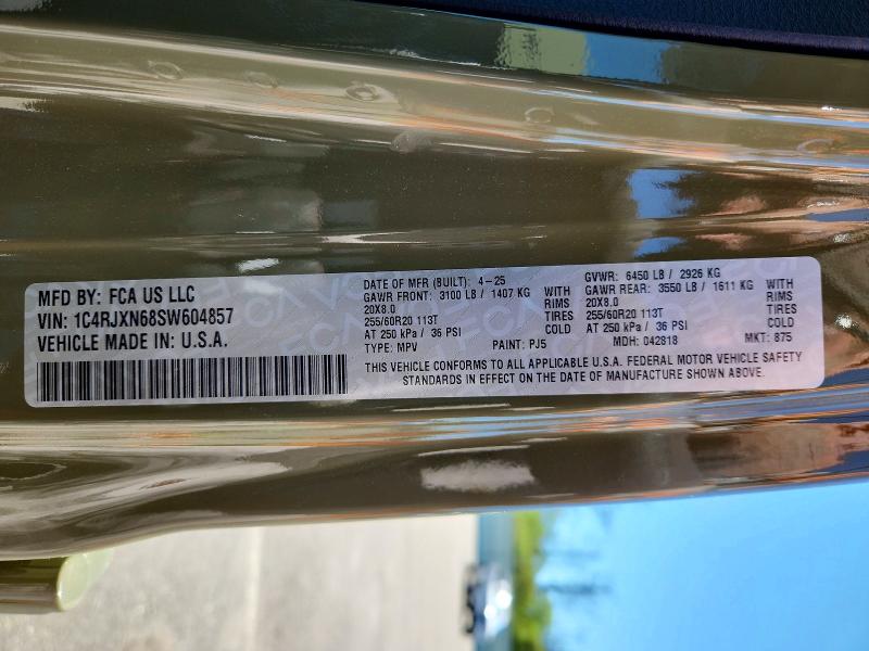 Aukcja sprzedaży 2025 Jeep Wrangler, vin: 1C4RJXN68SW604857, numer aukcji: 56765236