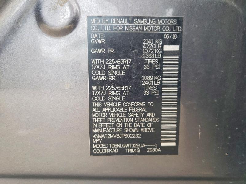Продажа на аукционе авто 2018 Nissan Rogue, vin: KNMAT2MV8JP602232, номер лота: 58912126