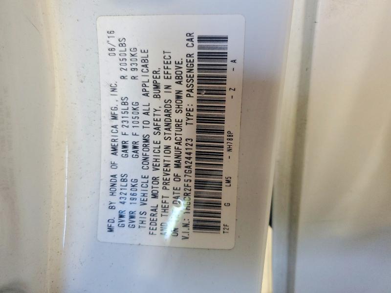 56027786 :رقم المزاد ، 1HGCR2F57GA244123 vin ، 2016 Honda Accord مزاد بيع