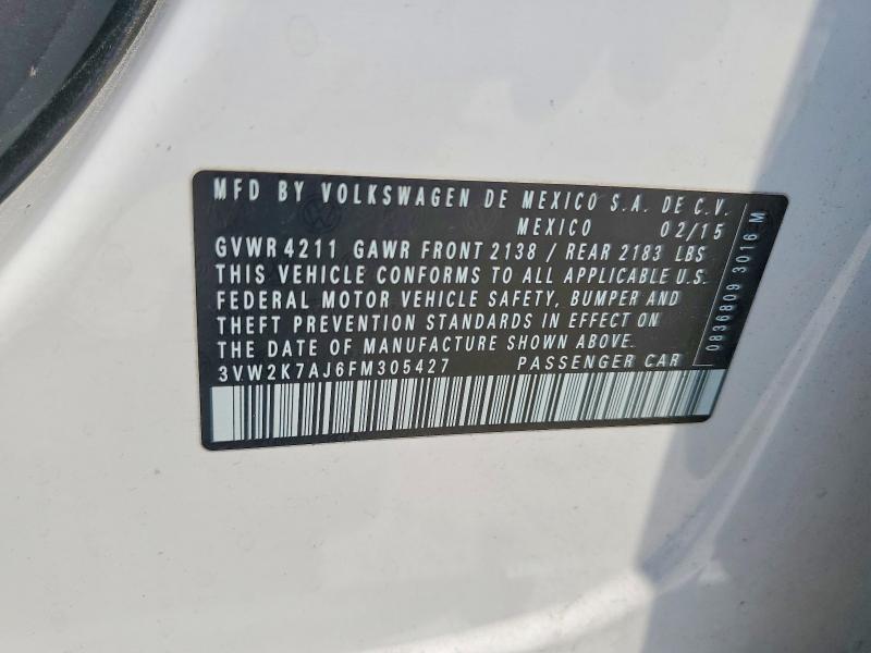 Продаж на аукціоні авто 2015 Volkswagen Jetta, vin: 3VW2K7AJ6FM305427, номер лоту: 59248156