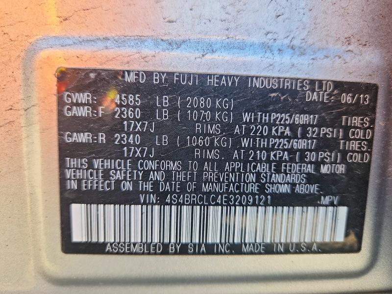 Продажа на аукционе авто 2014 Subaru Outback, vin: 4S4BRCLC4E3209121, номер лота: 55540486