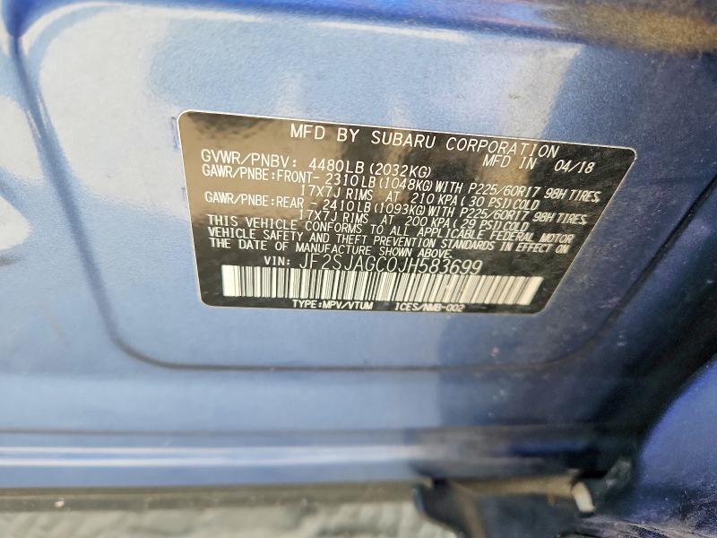 2018 Subaru Forester მანქანა იყიდება აუქციონზე, vin: JF2SJAGC0JH583699, აუქციონის ნომერი: 55682246