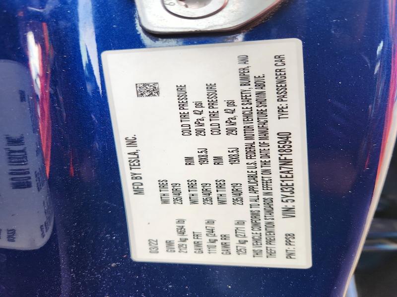 Продаж на аукціоні авто 2022 Tesla 3, vin: 5YJ3E1EA7NF185940, номер лоту: 55779696