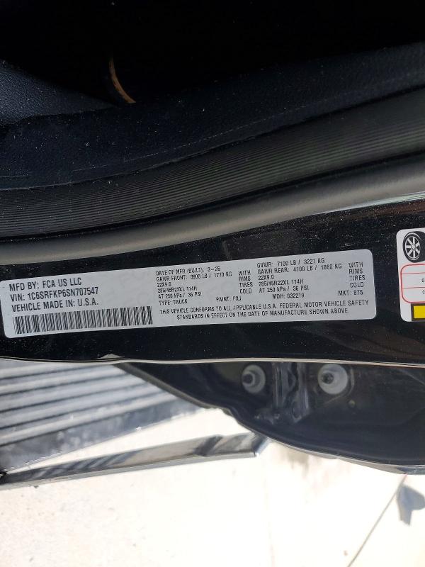 Продажа на аукционе авто 2025 Ram 1500, vin: 1C6SRFKP6SN707547, номер лота: 58202576