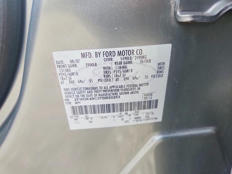 Auction sale of the 2007 Ford Edge, vin: 2FMDK49C37BB50253, lot number: 56144456