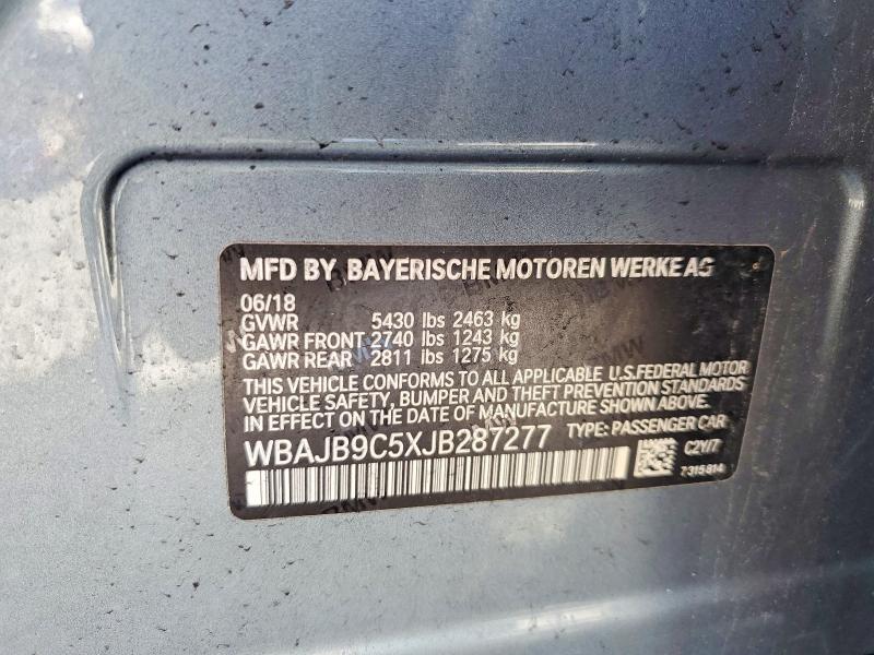 58134326 :رقم المزاد ، WBAJB9C5XJB287277 vin ، 2018 Bmw 5 Series مزاد بيع
