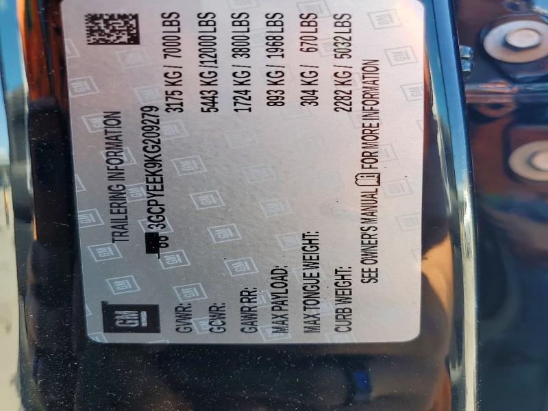 2019 Chevrolet Silverado მანქანა იყიდება აუქციონზე, vin: 3GCPYEEK9KG209279, აუქციონის ნომერი: 55859576