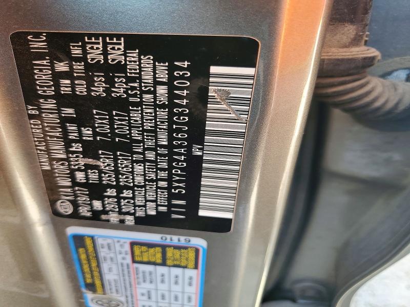 55645976 :رقم المزاد ، 5XYPG4A36JG344034 vin ، 2018 Kia Sorento مزاد بيع