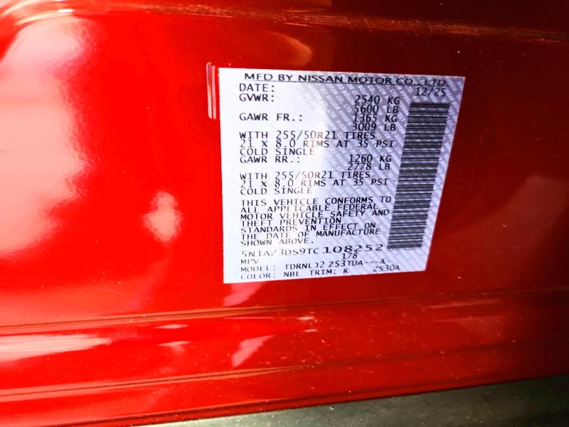 2026 Nissan Murano მანქანა იყიდება აუქციონზე, vin: 5N1AZ3DS9TC108252, აუქციონის ნომერი: 57929696