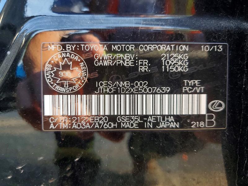 Aukcja sprzedaży 2014 Lexus Is 250, vin: JTHCF1D2XE5007639, numer aukcji: 56576656