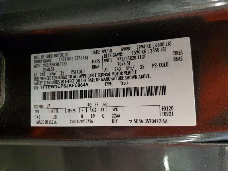 Продаж на аукціоні авто 2018 Ford F150, vin: 1FTEW1EP6JKF58845, номер лоту: 58532836