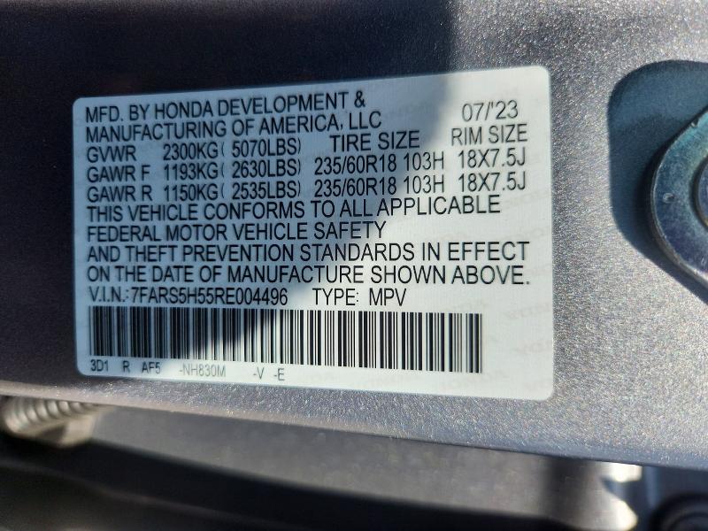 56600686 :رقم المزاد ، 7FARS5H55RE004496 vin ، 2024 Honda Cr-v مزاد بيع
