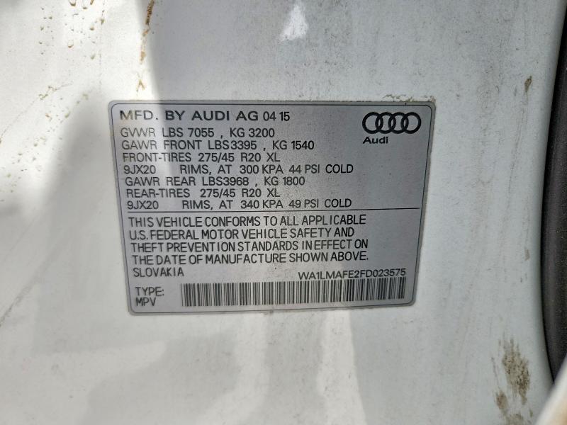 Aukcja sprzedaży 2015 Audi Q7, vin: WA1LMAFE2FD023575, numer aukcji: 55871836