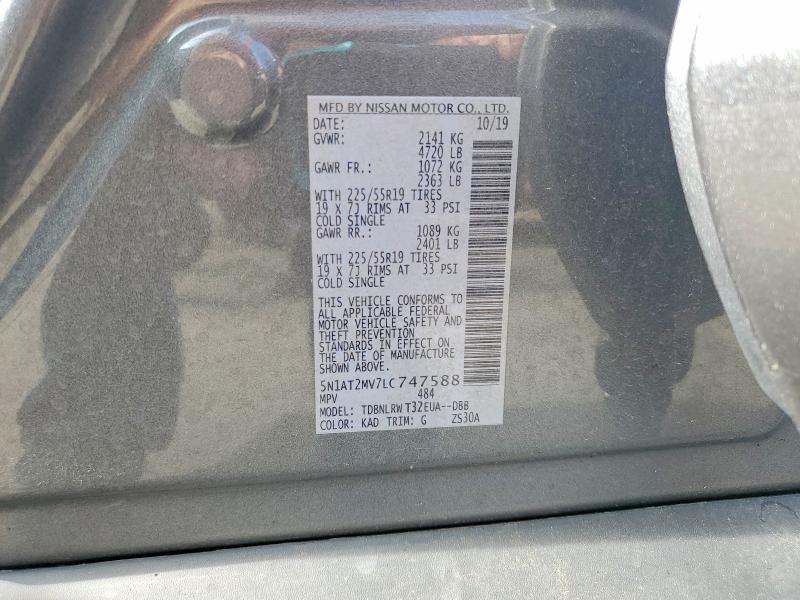 55190706 :رقم المزاد ، 5N1AT2MV7LC747588 vin ، 2020 Nissan Rogue مزاد بيع