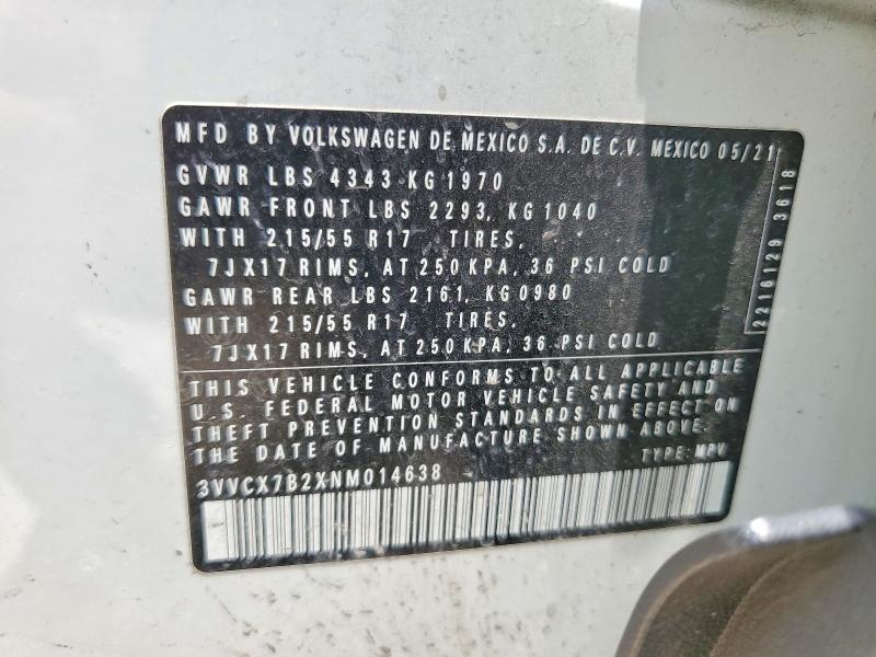 Продаж на аукціоні авто 2022 Volkswagen Taos, vin: 3VVCX7B2XNM014638, номер лоту: 58367096