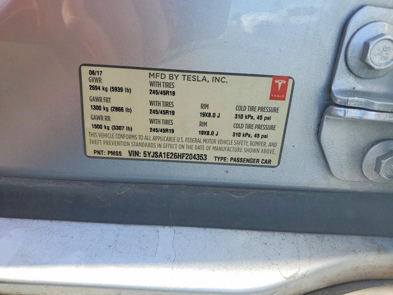 Продажа на аукционе авто 2017 Tesla Model S, vin: 5YJSA1E26HF204353, номер лота: 57118826
