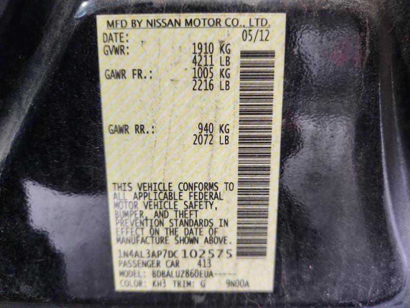 Продажа на аукционе авто 2013 Nissan Altima, vin: 1N4AL3AP7DC102575, номер лота: 58080466