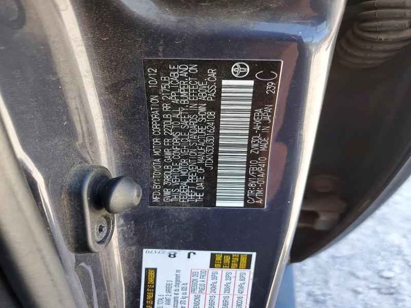 54650876 :رقم المزاد ، JTDKN3DU3D1624108 vin ، 2013 Toyota Prius مزاد بيع