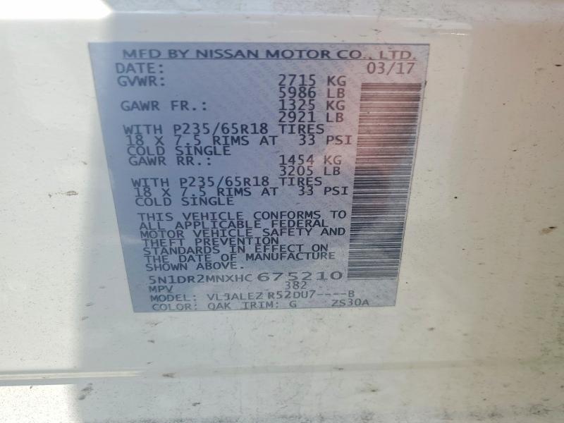 Aukcja sprzedaży 2017 Nissan Pathfinder, vin: 5N1DR2MNXHC675210, numer aukcji: 56580636