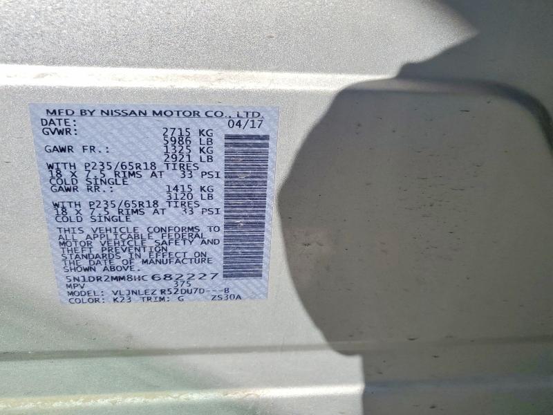 57048636 :رقم المزاد ، 5N1DR2MM8HC682227 vin ، 2017 Nissan Pathfinder مزاد بيع
