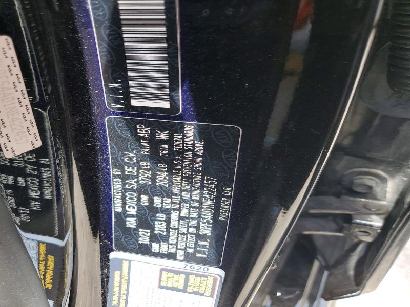 Продаж на аукціоні авто 2022 Kia Forte, vin: 3KPF54AD1NE422457, номер лоту: 58223186