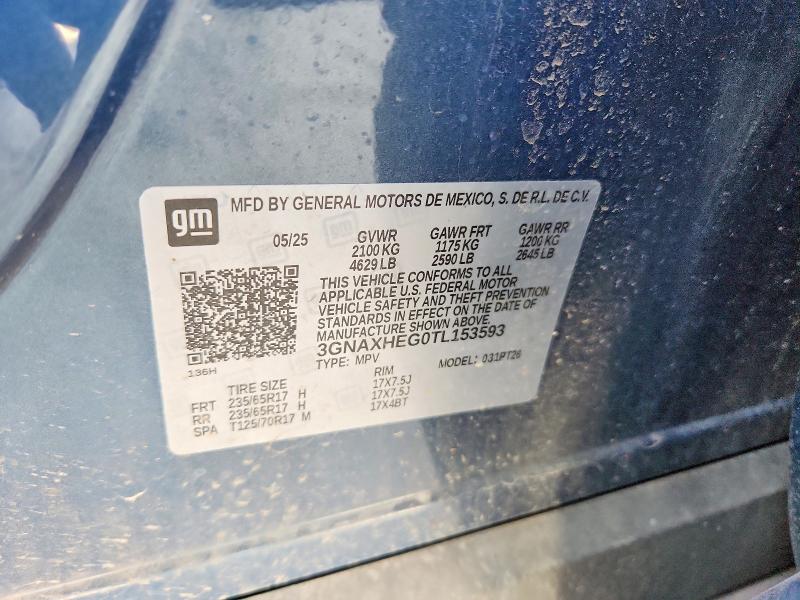 Продаж на аукціоні авто 2026 Chevrolet Equinox, vin: 3GNAXHEG0TL153593, номер лоту: 59222166