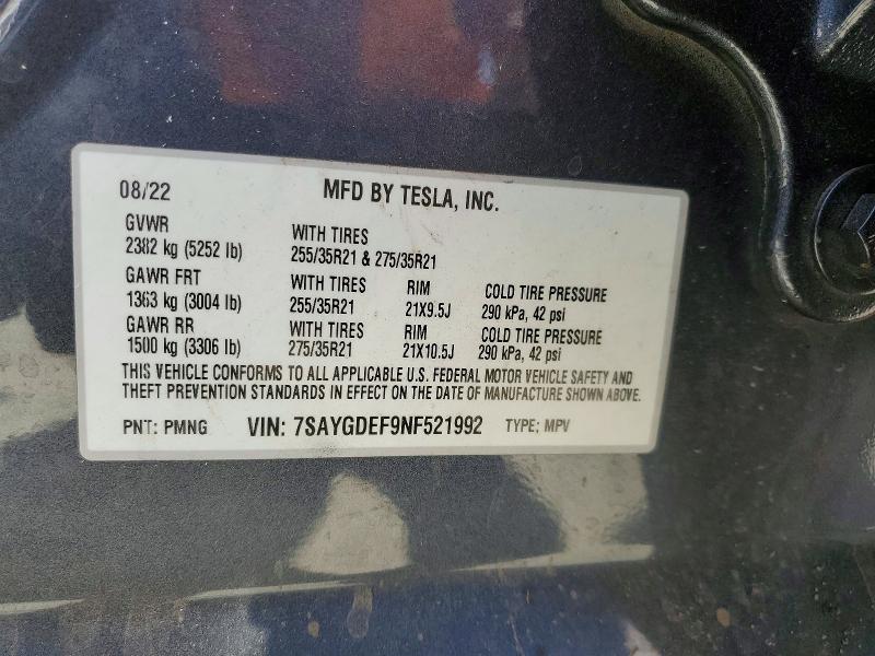 Aukcja sprzedaży 2022 Tesla Model Y, vin: 7SAYGDEF9NF521992, numer aukcji: 59226316