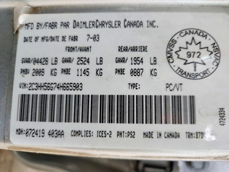 Продажа на аукционе авто 2004 Chrysler Intrepid, vin: 2C3HH56G74H665903, номер лота: 54804406