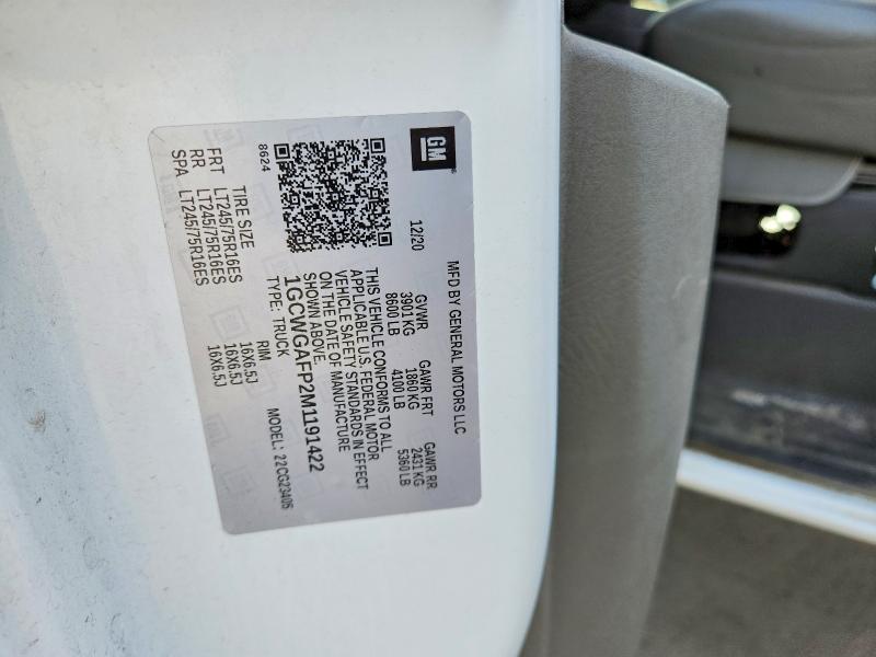 Продажа на аукционе авто 2021 Chevrolet Express 2500, vin: 1GCWGAFP2M1191422, номер лота: 56087356