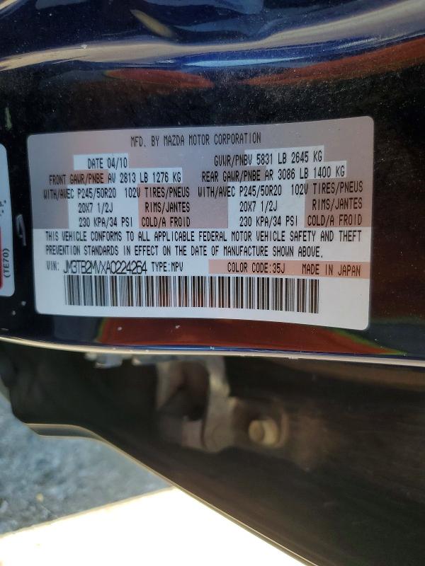 57601556 :رقم المزاد ، JM3TB2MVXA0224264 vin ، 2010 Mazda Cx-9 مزاد بيع