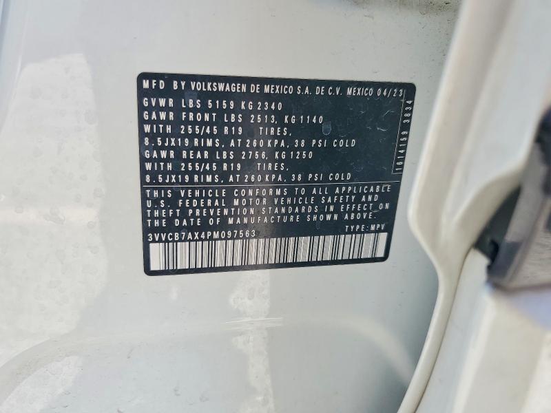 Aukcja sprzedaży 2023 Volkswagen Tiguan, vin: 3VVCB7AX4PM097563, numer aukcji: 56988706