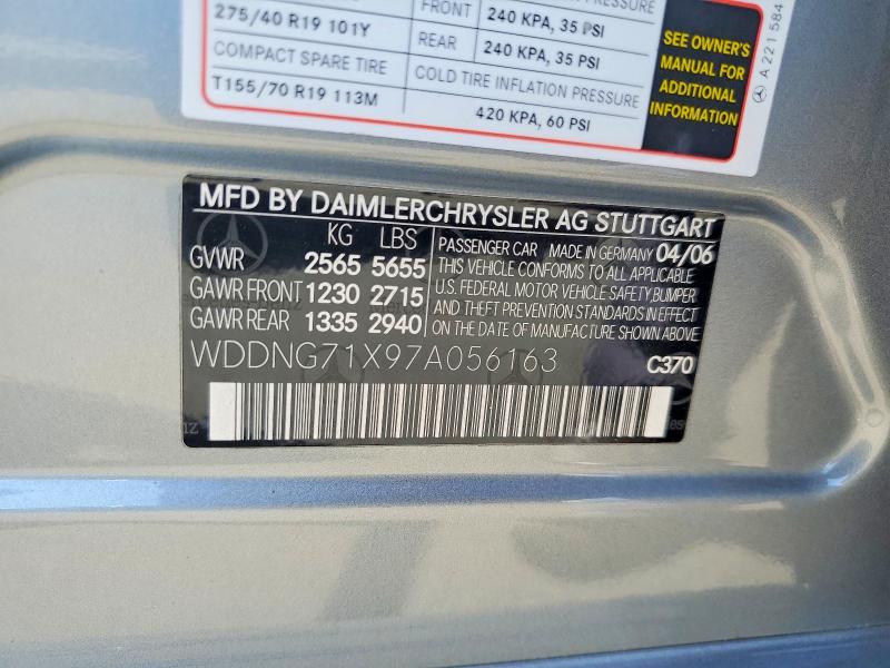 Aukcja sprzedaży 2007 Mercedes-benz S, vin: WDDNG71X97A056163, numer aukcji: 57256286