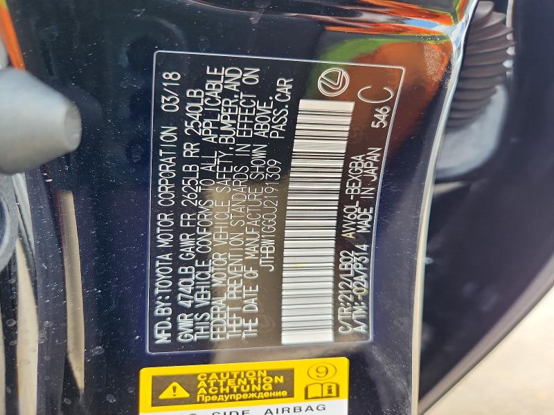 2018 Lexus Es მანქანა იყიდება აუქციონზე, vin: JTHBW1GG0J2191309, აუქციონის ნომერი: 57552096