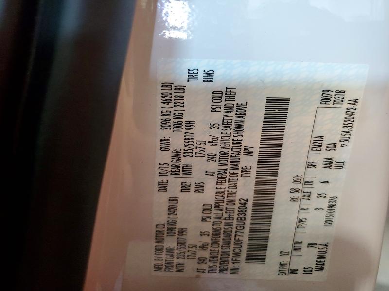 59262756 :رقم المزاد ، 1FMCU0F77GUB38042 vin ، 2016 Ford Escape مزاد بيع