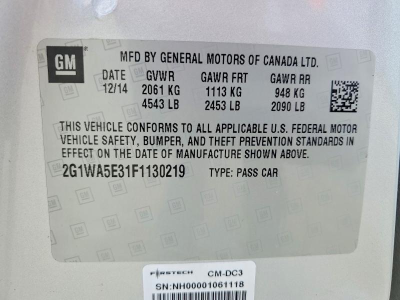 Продажа на аукционе авто 2015 Chevrolet Impala Limited, vin: 2G1WA5E31F1130219, номер лота: 57059906