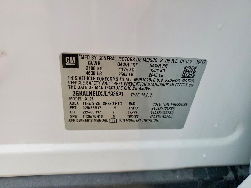 2018 Gmc Terrain მანქანა იყიდება აუქციონზე, vin: 3GKALNEUXJL193691, აუქციონის ნომერი: 57664156