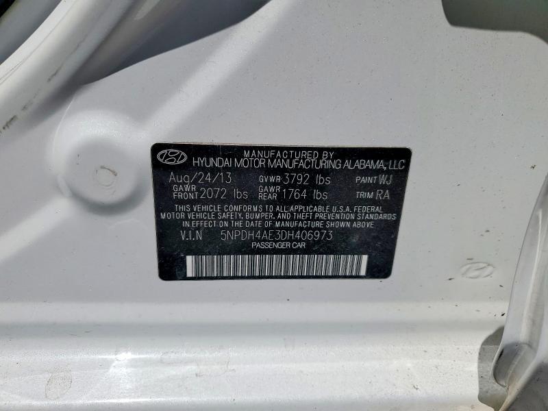 55431336 :رقم المزاد ، 5NPDH4AE3DH406973 vin ، 2013 Hyundai Elantra مزاد بيع
