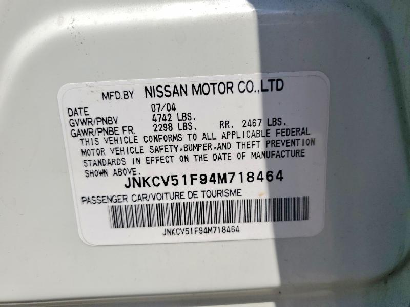 Продаж на аукціоні авто 2004 Infiniti G35, vin: JNKCV51F94M718464, номер лоту: 56749676