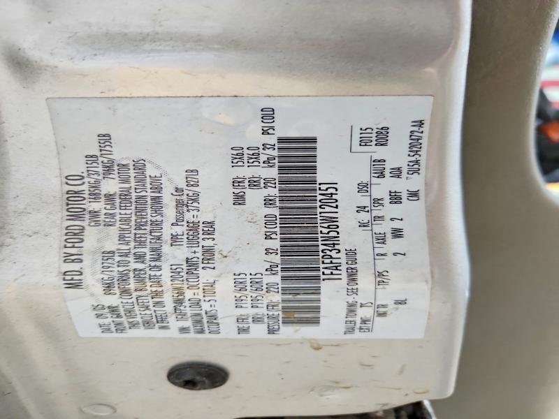 59200186 :رقم المزاد ، 1FAFP34N56W120451 vin ، 2006 Ford Focus مزاد بيع