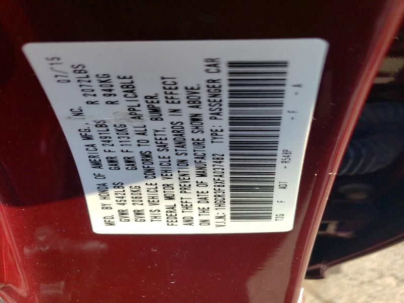 57861556 :رقم المزاد ، 1HGCR3F8XFA037482 vin ، 2015 Honda Accord مزاد بيع