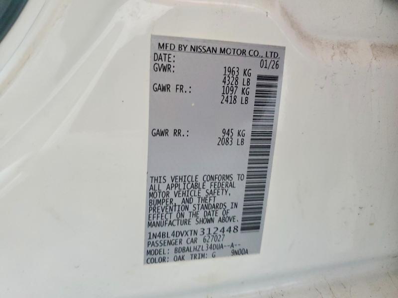 Продажа на аукционе авто 2026 Nissan Altima, vin: 1N4BL4DVXTN312448, номер лота: 56652736