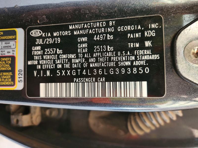 56617876 :رقم المزاد ، 5XXGT4L36LG393850 vin ، 2020 Kia Optima مزاد بيع