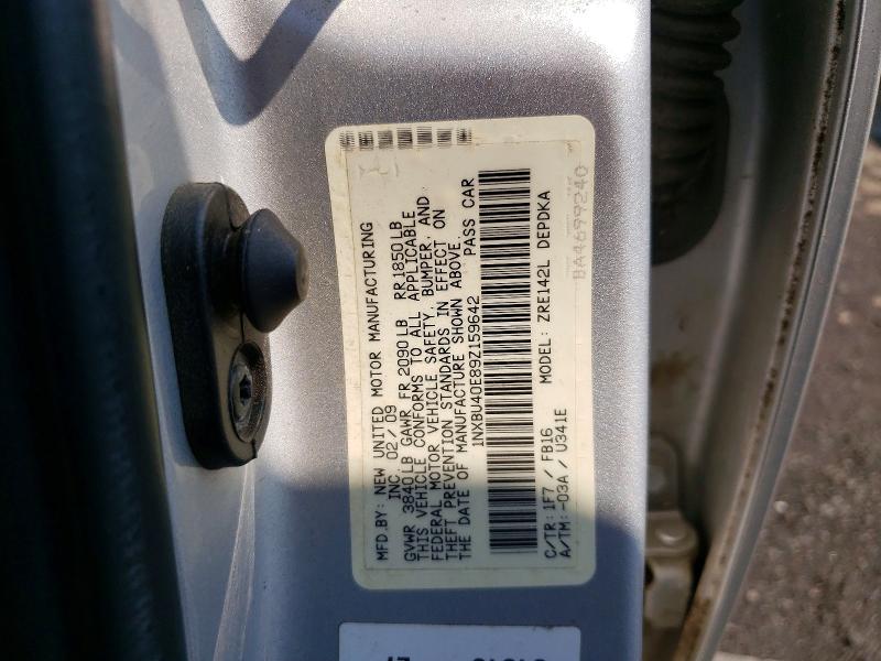 58945306 :رقم المزاد ، 1NXBU40E89Z159642 vin ، 2009 Toyota Corolla مزاد بيع