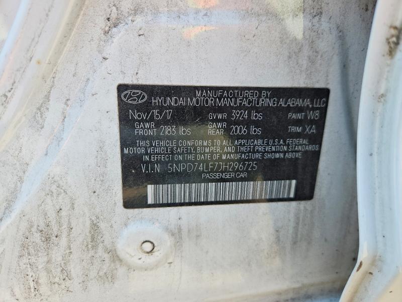 2018 Hyundai Elantra მანქანა იყიდება აუქციონზე, vin: 5NPD74LF7JH296725, აუქციონის ნომერი: 57521116