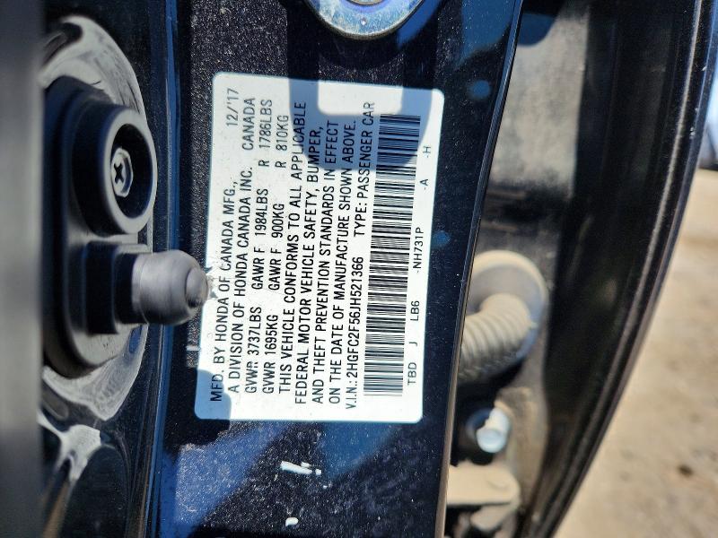 55656426 :رقم المزاد ، 2HGFC2F56JH521366 vin ، 2018 Honda Civic مزاد بيع