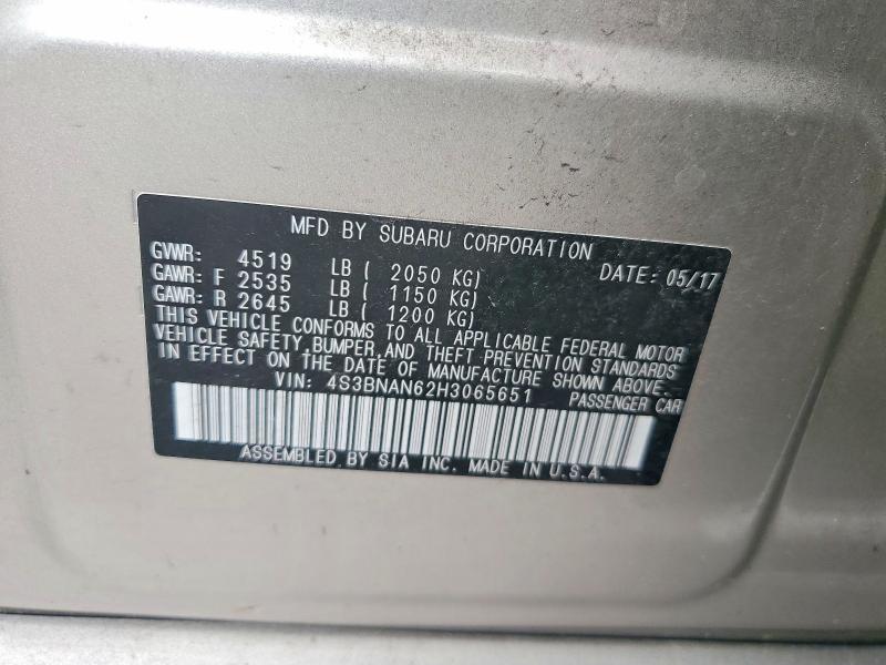 Продаж на аукціоні авто 2017 Subaru Legacy, vin: 4S3BNAN62H3065651, номер лоту: 57854986